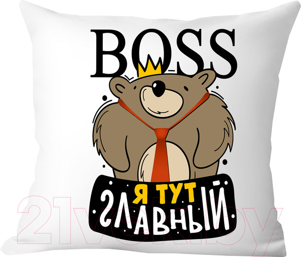 Изображение товара Подушка декоративная Print Style Boss, я тут главный / 40x40plat260