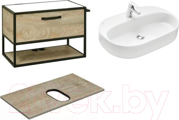 Изображение товара Тумба с умывальником Акватон Лофт Фабрик 80 (1A2424K0LTDU0)
