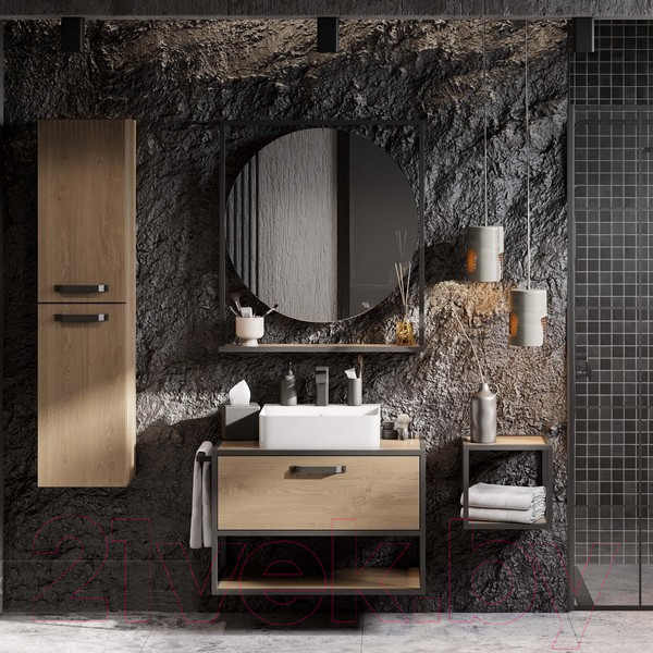 Изображение товара Тумба с умывальником Акватон Лофт Фабрик 80 (1A2424K0LTDU0)