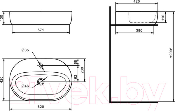 Изображение товара Тумба с умывальником Акватон Лофт Фабрик 65 (1A2423K0LTDU0)