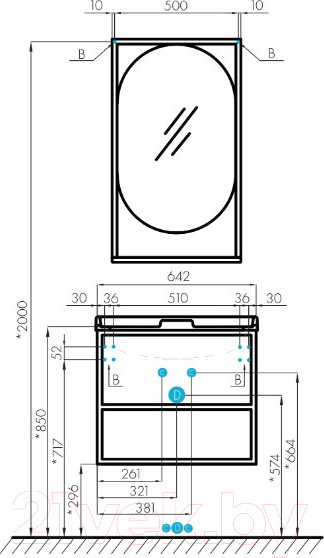 Изображение товара Тумба с умывальником Акватон Лофт Фабрик 65 (1A2423K0LTDU0)