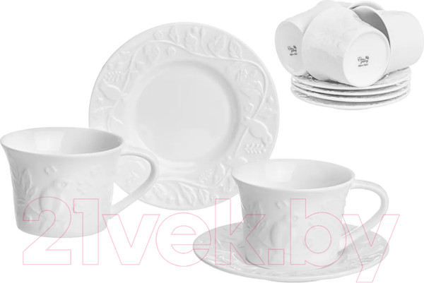 Изображение товара Набор для чая/кофе Elan Gallery Птички на ветке / 540208 (12пр.)