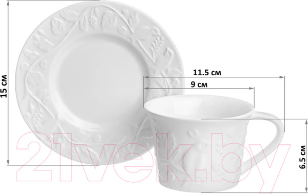 Изображение товара Набор для чая/кофе Elan Gallery Птички на ветке / 540208 (12пр.)