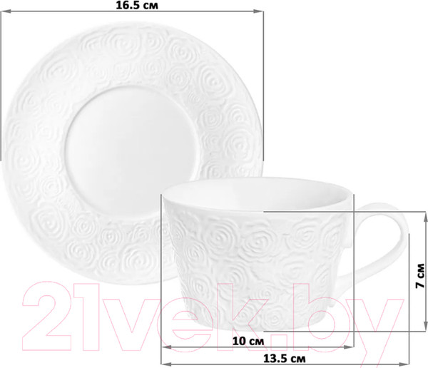 Изображение товара Чашка с блюдцем Elan Gallery Розы / 540434 (2пр.)