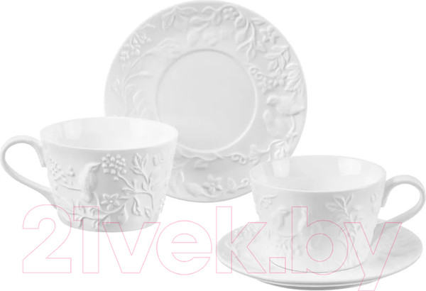 Изображение товара Набор для чая/кофе Elan Gallery Птички на ветке / 540328 (4пр.)