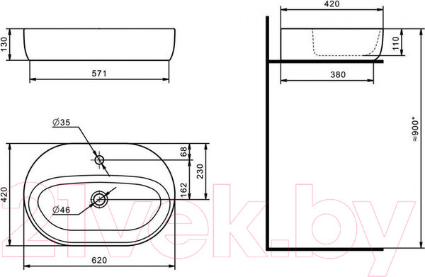 Изображение товара Тумба с умывальником Акватон Лофт Фабрик 80 (1A2424K1LTDY0)