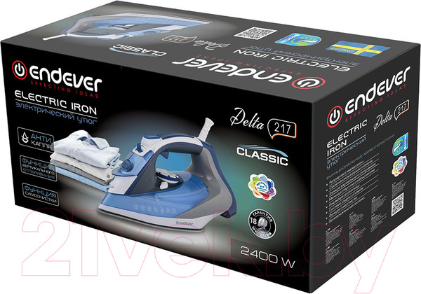 Изображение товара Утюг Endever Delta-217  (синий/белый)