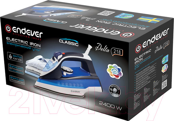 Изображение товара Утюг Endever Delta-218 (синий/белый)