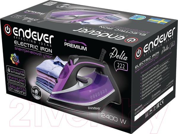 Изображение товара Утюг Endever Delta-222 (фиолетовый/черный)