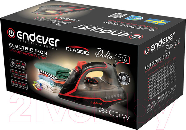Изображение товара Утюг Endever Delta-216 (черный/красный)