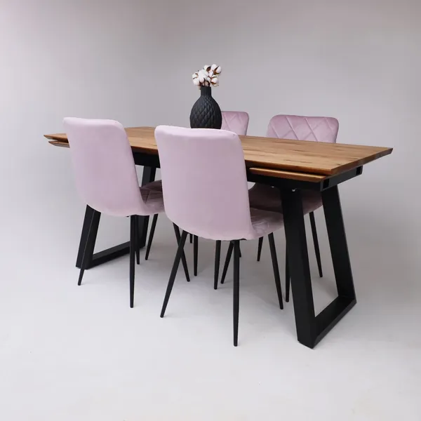 Изображение товара Обеденный стол ОКА Сангай 160-220x80x75 (дуб натуральный/черный)