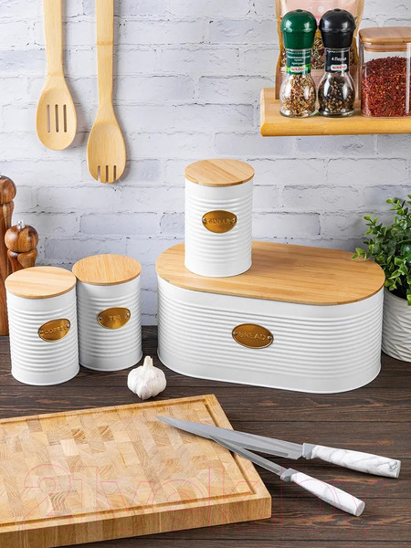 Изображение товара Набор емкостей для хранения Elan Gallery Чай, кофе, сахар / 240182 (белый)