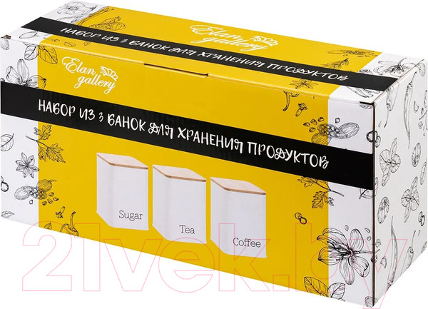 Изображение товара Набор емкостей для хранения Elan Gallery Чай, кофе, сахар / 240208 (белый)