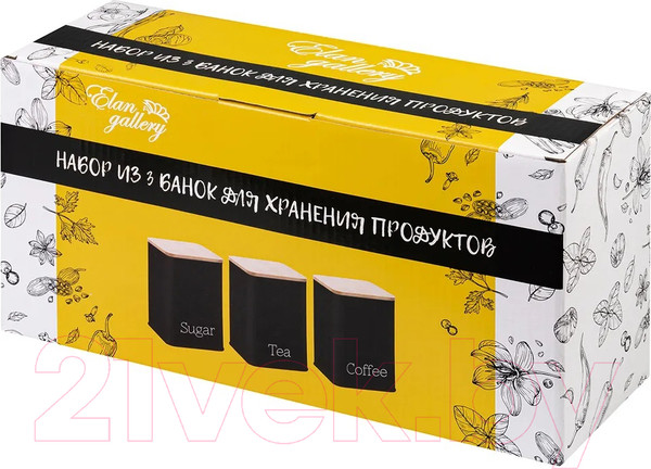 Изображение товара Набор емкостей для хранения Elan Gallery Чай, кофе, сахар / 240209 (черный)