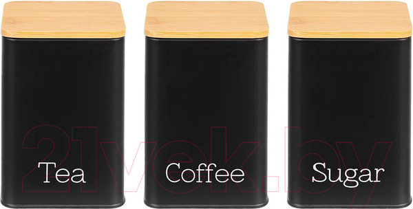 Изображение товара Набор емкостей для хранения Elan Gallery Чай, кофе, сахар / 240209 (черный)