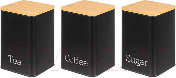 Изображение товара Набор емкостей для хранения Elan Gallery Чай, кофе, сахар / 240209 (черный)