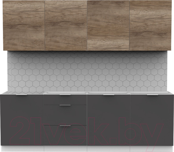 Изображение товара Кухонный гарнитур Интермебель Микс Топ-8 2.4м без столешницы (дуб каньон/графит серый)