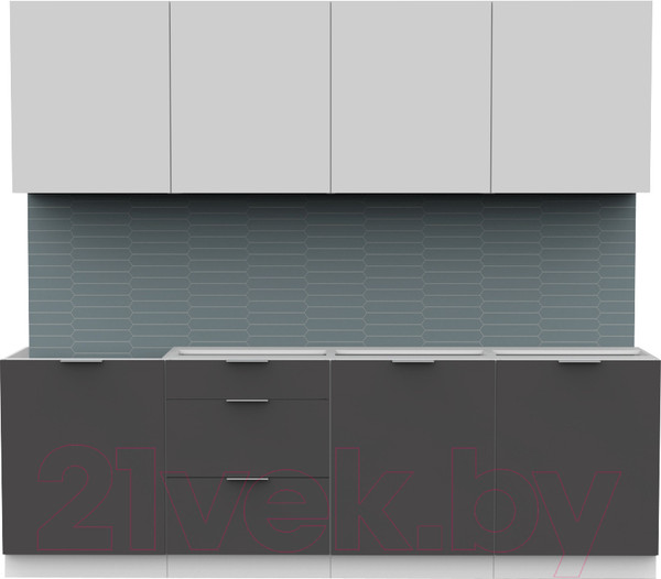 Изображение товара Кухонный гарнитур Интермебель Микс Топ-8 2.4м без столешницы (белый премиум/графит серый)