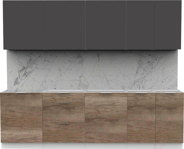 Изображение товара Кухонный гарнитур Интермебель Микс Топ-9 2.6м без столешницы (графит серый/дуб каньон)