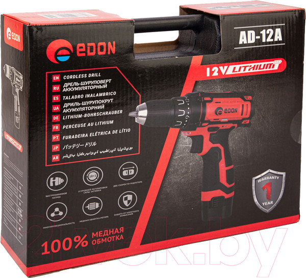 Изображение товара Аккумуляторная дрель-шуруповерт Edon AD-12A