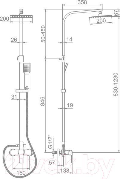 Изображение товара Душевая система со смесителем Ledeme L2458