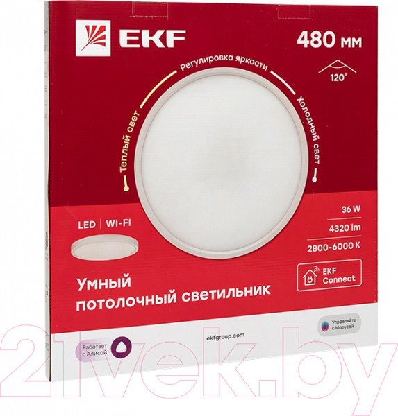 Изображение товара Потолочный светильник EKF Connect умный 480мм 36W / sclwf-480-cct