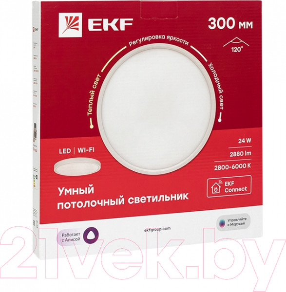 Изображение товара Потолочный светильник EKF Connect умный 300мм 24W / sclwf-300-cct