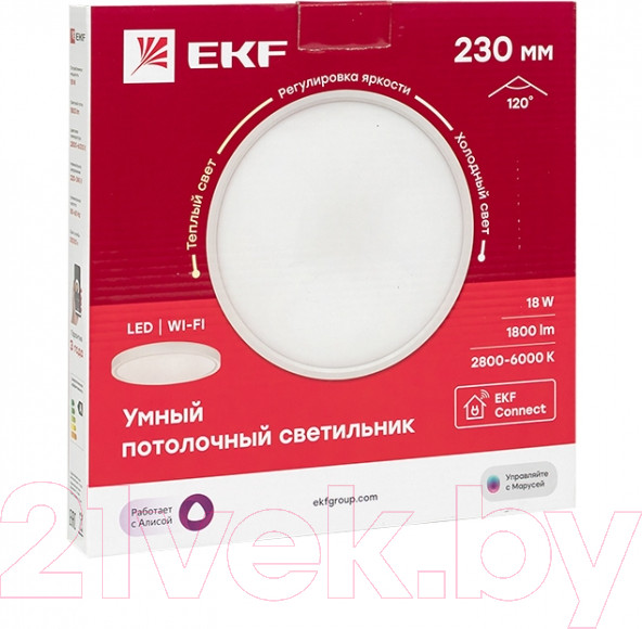 Изображение товара Потолочный светильник EKF Connect Умный 230мм 18W / sclwf-230-cct