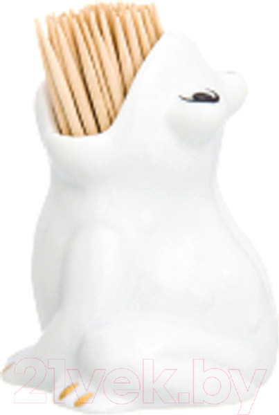 Изображение товара Держатель для зубочисток Elan Gallery Лягушка / 330732 (белый, золотистый)