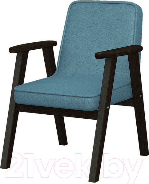 Изображение товара Кресло мягкое Мебелик Ретро (голубой/венге)