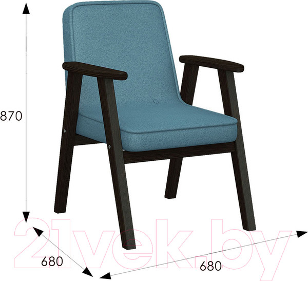 Изображение товара Кресло мягкое Мебелик Ретро (голубой/венге)