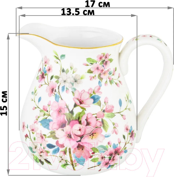 Изображение товара Кувшин Elan Gallery Яблоневый цвет на белом / 420406