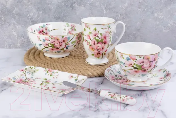 Изображение товара Салатник Elan Gallery Яблоневый цвет на белом / 420412