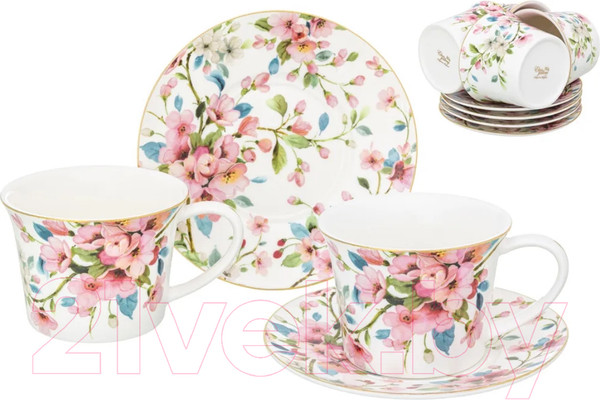 Изображение товара Набор для чая/кофе Elan Gallery Яблоневый цвет на белом / 420416