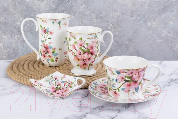 Изображение товара Набор для чая/кофе Elan Gallery Яблоневый цвет на белом / 420416