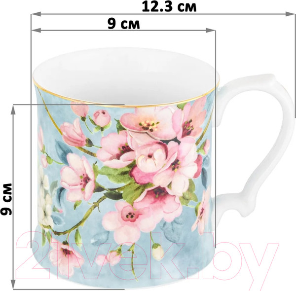 Изображение товара Кружка Elan Gallery Яблоневый цвет на голубом / 420427