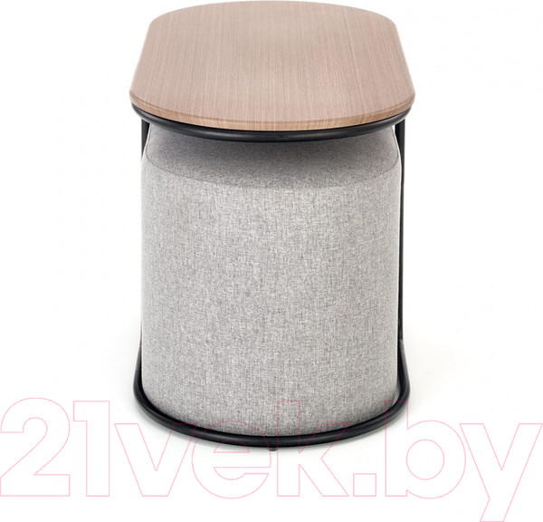 Изображение товара Журнальный столик Halmar Pampa + 2 пуфа (орех/черный, серый)