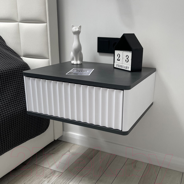 Изображение товара Прикроватная тумба Shtabe Royal 5000 эко (белый/металл бруклин)