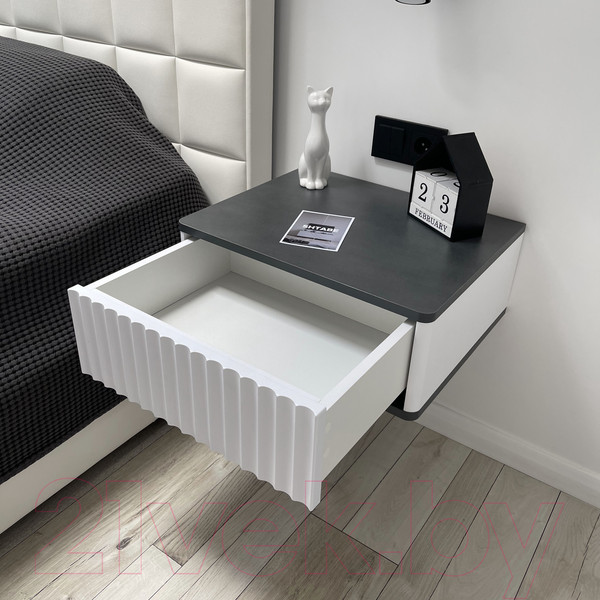 Изображение товара Прикроватная тумба Shtabe Royal 5000 эко (белый/металл бруклин)