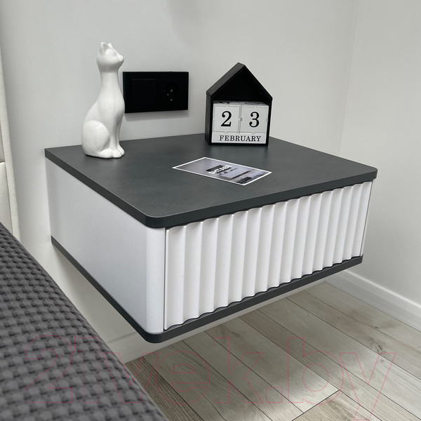 Изображение товара Прикроватная тумба Shtabe Royal 5000 эко (белый/металл бруклин)