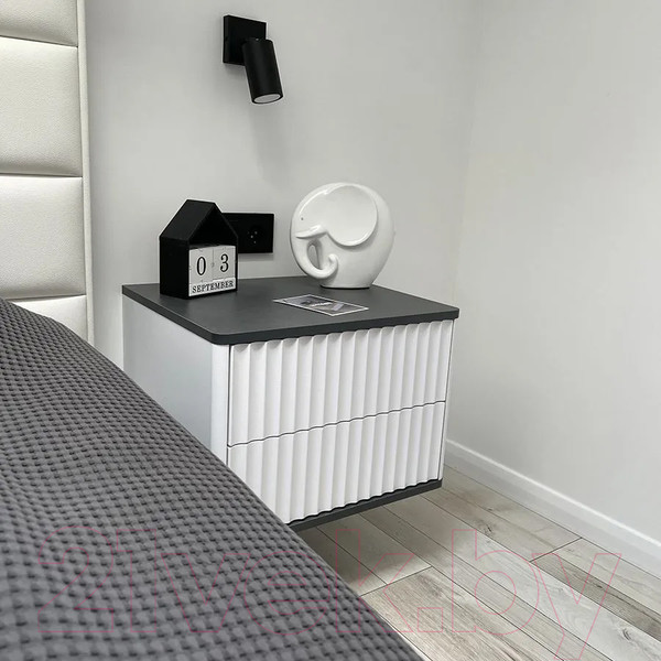 Изображение товара Прикроватная тумба Shtabe Royal 5002 эко (белый/металл Бруклин)