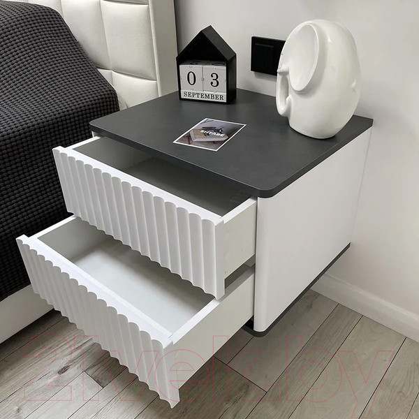 Изображение товара Прикроватная тумба Shtabe Royal 5002 эко (белый/металл Бруклин)