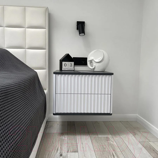 Изображение товара Прикроватная тумба Shtabe Royal 5002 эко (белый/металл Бруклин)