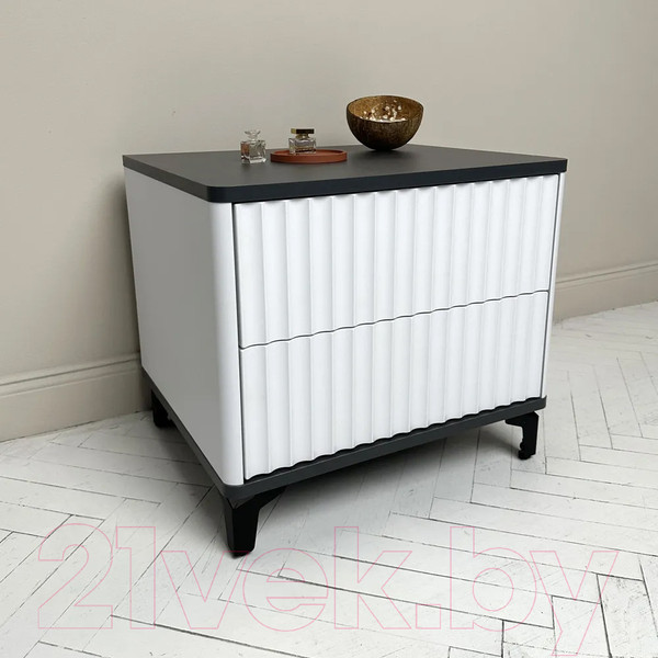 Изображение товара Прикроватная тумба Shtabe Royal 5003 эко (белый/металл Бруклин/черный)