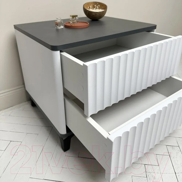 Изображение товара Прикроватная тумба Shtabe Royal 5003 эко (белый/металл Бруклин/черный)