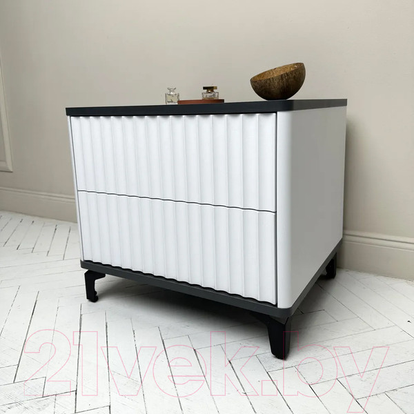 Изображение товара Прикроватная тумба Shtabe Royal 5003 эко (белый/металл Бруклин/черный)