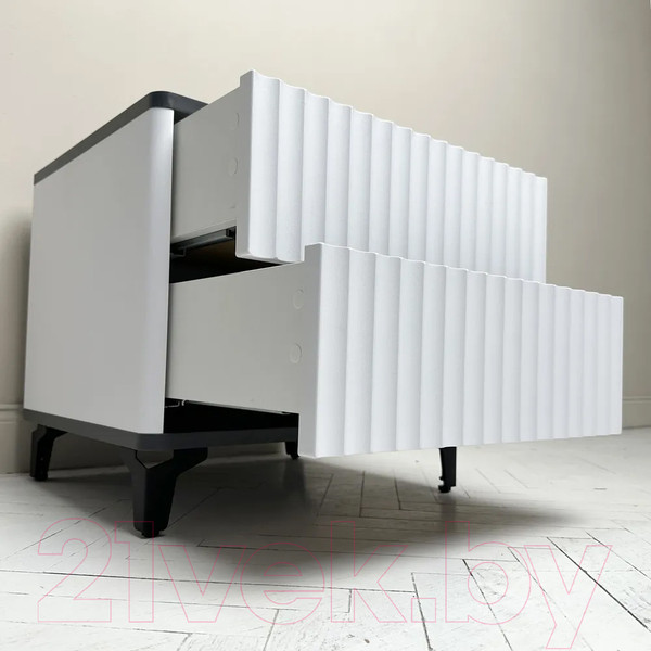 Изображение товара Прикроватная тумба Shtabe Royal 5003 эко (белый/металл Бруклин/черный)