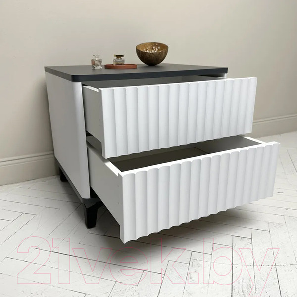 Изображение товара Прикроватная тумба Shtabe Royal 5003 эко (белый/металл Бруклин/черный)