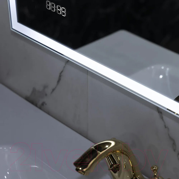 Изображение товара Зеркало Пекам Greta 70x80 / greta-70x80dcl (с подсветкой, сенсором на взмах руки и часами)