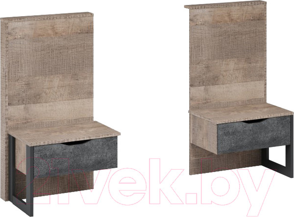 Изображение товара Прикроватная тумба Империал Стокгольм (2шт, дуб гранж песочный/железный камень)